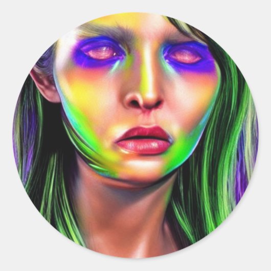 ホラー怖い女性クラシックの丸シール ラウンドシール (正面)