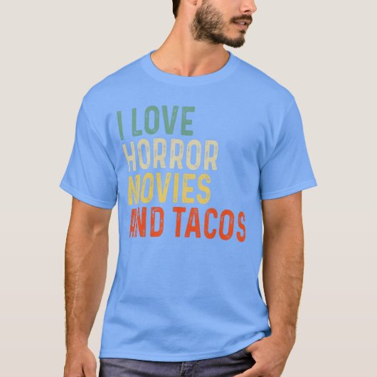 ホラー映画が大好き Andacos レトロ ヴィンテージ 面白い ギフト Tシャツ (正面)