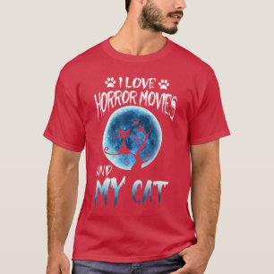 ホラー映画が好きで猫も好きな人へ 可愛い猫好きのためのパロディTシャツ v Tシャツ