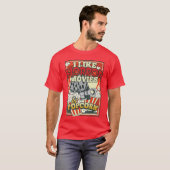 ホラー映画が好きなレトロな友達用ポップコーン Tシャツ (正面フル)