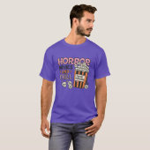 ホラー映画とまったりポップコーン デザイン少年 Tシャツ (正面フル)