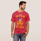 ホラー映画とコーギーが大好き ハロウィンにぴったりな面白いデザイン Tシャツ (正面フル)