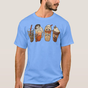 ホラー映画とコーヒーハロウィン不気味シーズンCo Tシャツ