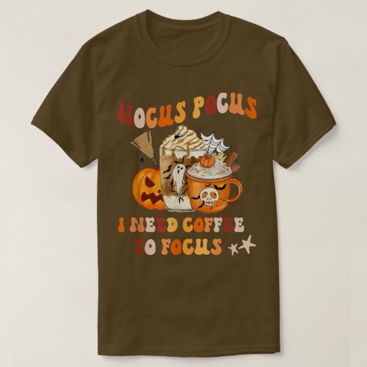 ホラー映画とコーヒーハロウィン不気味シーズンCo Tシャツ (デザイン正面)