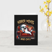 ホラー映画とチルハロウィン不気味幽霊モフ カード (黄色い花)