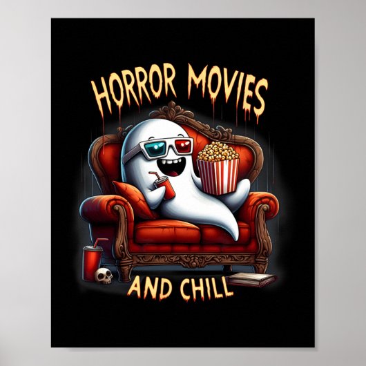 ホラー映画とチルハロウィン不気味幽霊モフ ポスター (正面)