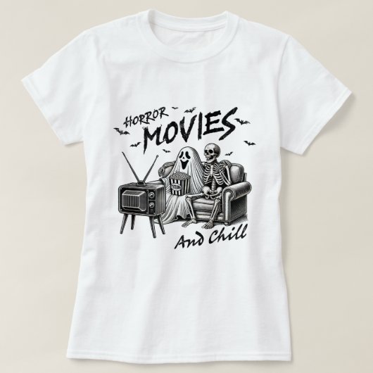 ホラー映画とチルハロウィーンTシャツデザイン Tシャツ (デザイン正面)