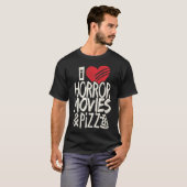 ホラー映画とピザグラフィック映画好き Tシャツ (正面フル)