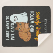 ホラー映画とペットの猫ハロウィンカスタム映画 シェルパブランケット (正面(横))