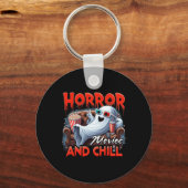 ホラー映画と冷たい不気味幽霊映画愛好家 キーホルダー (正面)