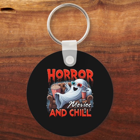 ホラー映画と冷たい不気味幽霊映画愛好家 キーホルダー (正面)