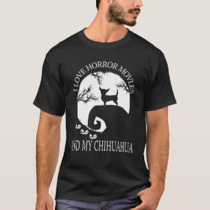 ホラー映画と私のチワワチおもしろいワ Tシャツ