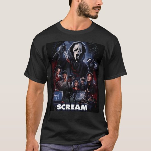 ホラー映画のアートワークの悲鳴 Tシャツ (正面)