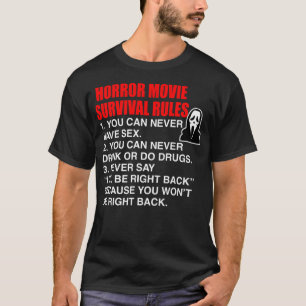 ホラー映画のサバイバルルール – スクリーム引用文 Tシャツ