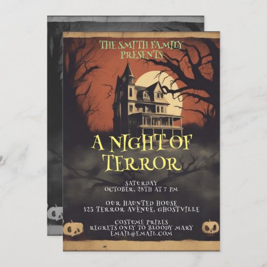 ホラー映画のポスター ハロウィンパーティーの招待状 招待状 (正面/裏面)
