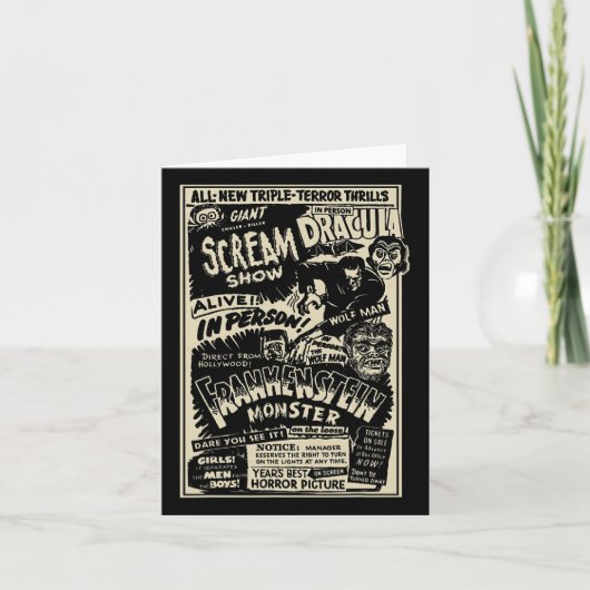 ホラー映画のモンスター ミイラ ドラキュラ ウェアウルフ フランケン カード (正面)
