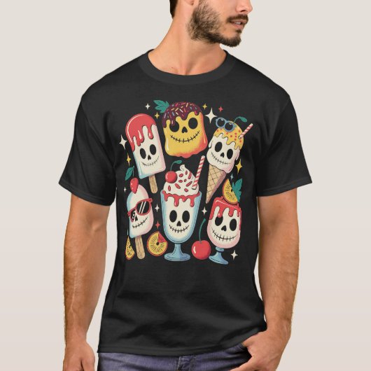ホラー映画の夏アイスキャンディーハロウィンアイスクリーム S Tシャツ (正面)