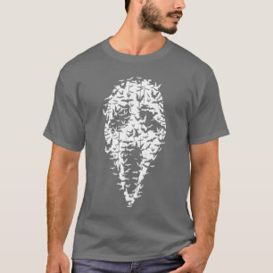 ホラー映画の怖い顔 ビンテージ コウモリ ハロウィン Tシャツ