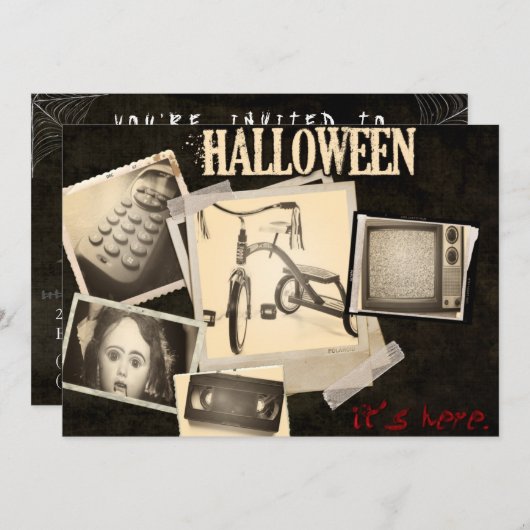 ホラー映画はハローウィンパーティの招待状を綴じます 招待状 (正面/裏面)