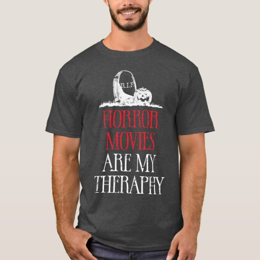 ホラー映画は私の療法 懐かし系 Tシャツ (正面)