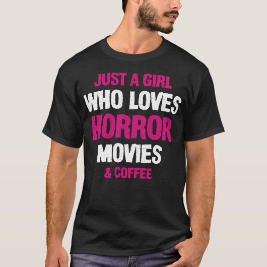 ホラー映画やコーヒーフーが大好きな少女 Tシャツ (正面)