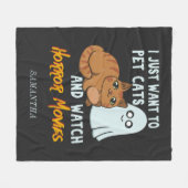 ホラー映画やペットの猫をパーソナライズされた見る フリースブランケット (正面(横))