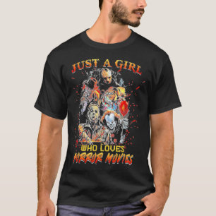 ホラー映画を愛する女の子のハロウィーン費用 Tシャツ