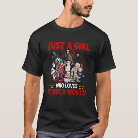ホラー映画を愛する女の子デザイン Tシャツ (正面)