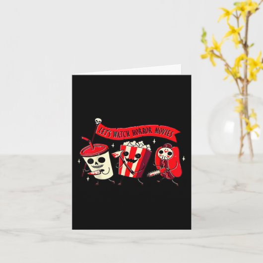 ホラー映画を見ようおもしろいハロウィーンの衣装ホー カード (黄色い花)