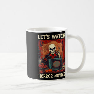 ホラー映画を見ようゴシックハロウィーンスケレット コーヒーマグカップ