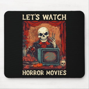 ホラー映画を見ようゴシックハロウィーンスケレット マウスパッド