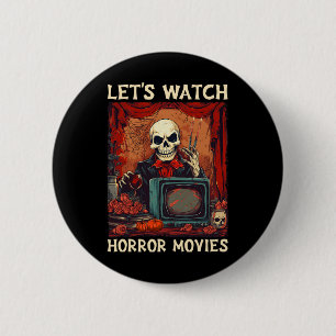 ホラー映画を見ようゴシックハロウィーンスケレット 缶バッジ