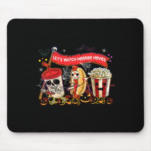 ホラー映画を見ようハロウィーンおもしろい幽霊Ske マウスパッド (正面)