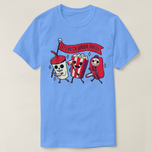 ホラー映画を見よう面白いハロウィーン真夜中 Tシャツ (デザイン正面)
