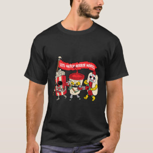 ホラー映画を見るおもしろいハロウィーンのコスチュームSpo Tシャツ