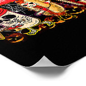 ホラー映画を見るハロウィーンおもしろい幽霊のスケッチ ポスター (角)