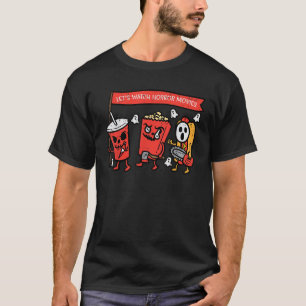 ホラー映画を見る Let's Watch Horror Movies 面白いハロウィン メンズ レデ Tシャツ