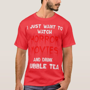ホラー映画シャツバブル茶愛好家ホロを見る Tシャツ
