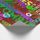 ホラー映画スタイル単語コラージュ ラッピングペーパー (角)