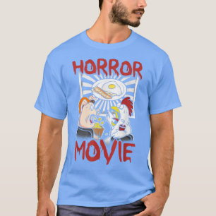 ホラー映画テレビおもしろいチキンピッグベーコンと卵 Tシャツ