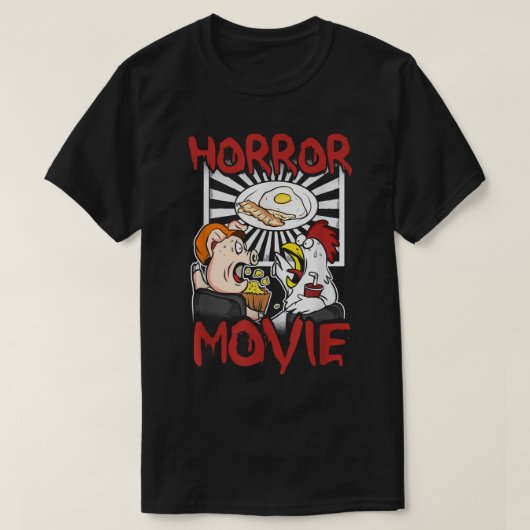 ホラー映画テレビチおもしろいキンピッグベーコンと卵2 Tシャツ (デザイン正面)
