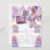 ホラー映画ナイトアフロハロウィンスランバー誕生日 招待状 (正面)