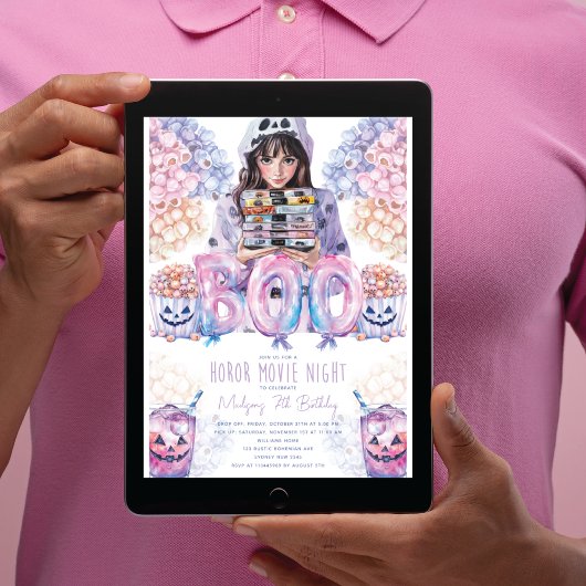 ホラー映画ナイトランバーハロウィーン誕生日 招待状