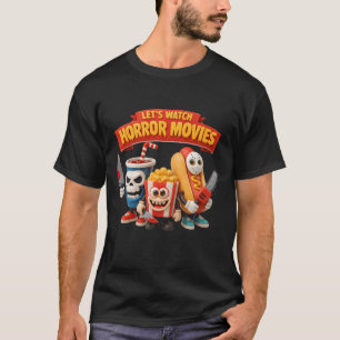 ホラー映画ハロウィーンスナックスクワッドポpcを見よう tシャツ