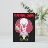ホラー映画ハロウィーンピエロ風刺葉書 ポストカード (スタンド正面)