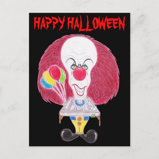 ホラー映画ハロウィーンピエロ風刺葉書 ポストカード (正面)