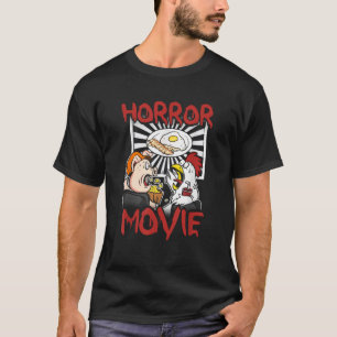 ホラー映画ピグとチキンテレビのグラフィックおもしろいホール Tシャツ