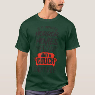 ホラー映画ピザとソファ家族の映画の夜 Tシャツ