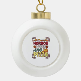 ホラー映画ピザハロウィンカボチャドクロスライス_1 セラミックボールオーナメント