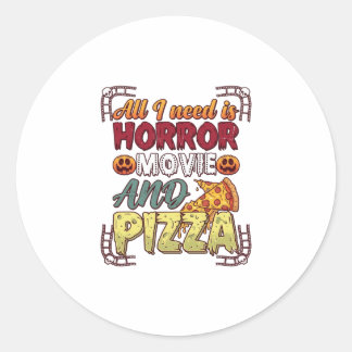 ホラー映画ピザハロウィンカボチャドクロスライス_1 ラウンドシール